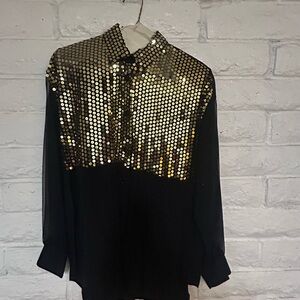 Black Shirt with Gold Sequins